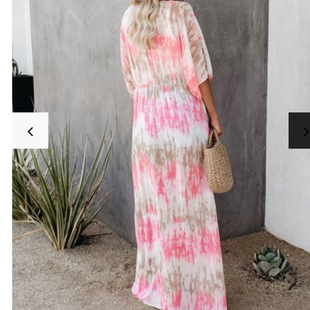 Vici Pink & White Tie-Dye Duster Kimono - Picture 4 of 5
